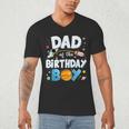 Dad Of The Birthday Boy Astronaut Family Space Planets Men's V-Neck T-Shirt