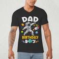 Dad Of The Birthday Boy Astronaut Outer Space Birthday Men's V-Neck T-Shirt Dad Of The Birthday Boy Astronaut Outer Space Birthday Men's V-Neck T-Shirt