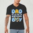 Dad Of The Birthday Boy Blue Dog Family Matching Men's V-Neck T-Shirt