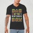 Dad Of The Birthday Boy Gamer Pixel Birthday Party Matching Men's V-Neck T-Shirt