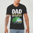 Dad Of The Birthday Boy Garbage Truck Birthday Party Men's V-Neck T-Shirt Dad Of The Birthday Boy Garbage Truck Birthday Party Men's V-Neck T-Shirt