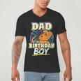 Dad Of Birthday Boy Kids Reptile Birthday Party Men's V-Neck T-Shirt Dad Of Birthday Boy Kids Reptile Birthday Party Men's V-Neck T-Shirt