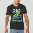 Dad Of The Birthday Boy Monster Truck Dinosaur PartyRex Men's V-Neck T-Shirt