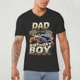 Dad Of The Birthday Boy Monster Truck Family Matching Party Men's V-Neck T-Shirt