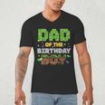Dad Of The Birthday Boy Pixel Gamer Party Matching Family Men's V-Neck T-Shirt