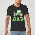 Dad Of The Birthday Boy Tractor Farm Trucks Family Party Men's V-Neck T-Shirt Dad Of The Birthday Boy Tractor Farm Trucks Family Party Men's V-Neck T-Shirt