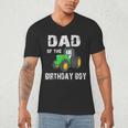 Dad Of The Birthday Boy Vintage Farm Tractor Party Family Men's V-Neck T-Shirt