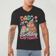 Dad Of The Birthday Capybara Boba Tea Girl Bday Party Family Men's V-Neck T-Shirt
