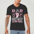Dad Of The Birthday Cowgirl Pink Disco Rodeo Western Men's V-Neck T-Shirt