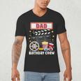 Dad Birthday Crew Movie Night Theme Matching Party Men's V-Neck T-Shirt