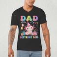 Dad Of The Birthday Girl Axolotl Bday Party Family Men's V-Neck T-Shirt