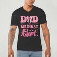Dad Of The Birthday Girl Family Pink Coquette Bow Men's V-Neck T-Shirt