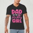 Dad Of The Birthday Girl Pink Bow Birthday Girl Family Men's V-Neck T-Shirt