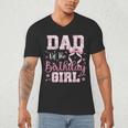 Dad Of The Birthday Girl Pink Bow Flower Birthday Girl Men's V-Neck T-Shirt