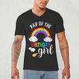 Dad Of The Birthday Girl Rainbow B-Day Matching Family Men's V-Neck T-Shirt Dad Of The Birthday Girl Rainbow B-Day Matching Family Men's V-Neck T-Shirt