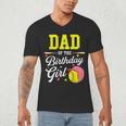 Dad Of The Birthday Girl Softball Player Theme B-Day Daddy Men's V-Neck T-Shirt