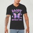 Dad Of The Birthday Girl Tie Dye Butterfly Birthday Family Men's V-Neck T-Shirt