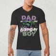 Dad Of The Birthday Monster Truck Family Matching Party Men's V-Neck T-Shirt