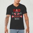 Dad Of The Birthday Twins Ladybug Birthday Family Matching Men's V-Neck T-Shirt