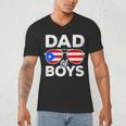 Dad Of Boys Fathers Day Retro Puerto Rico Flag Boricua Dad Men's V-Neck T-Shirt