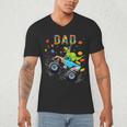Dad Building Blocks Monster Truck Dinosaur Birthday Men's V-Neck T-Shirt