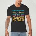Dad By Day Gamer By Night Video Games Lover Gamer Dad Men's V-Neck T-Shirt