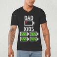 Dad Of Four Low Battery Father Of 4 Kids Dad Men's V-Neck T-Shirt