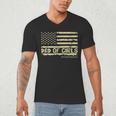 Dad Of Girls Outnumbered US Flag Father's Day Daughter Dad Men's V-Neck T-Shirt