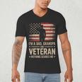 Im A Dad Grandpa And A Veteran Nothing Scares Me Veteran Men's V-Neck T-Shirt
