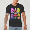 Dad Little Monster Kids 1st Birthday Party Family Monster Small Men's V-Neck T-Shirt