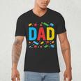 Dad Master Builder Building Bricks Blocks Family Fathers Day Men's V-Neck T-Shirt