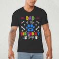 Dad And Mom Of The Birthday Boy Dog Paw Family Matching Men's V-Neck T-Shirt