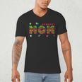 Dad And Mom Of The Birthday Boy Pixel Game Matching Family Men's V-Neck T-Shirt