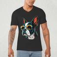 Dad Mom Cool Dog Sunglasses Boston Terrier Men's V-Neck T-Shirt Dad Mom Cool Dog Sunglasses Boston Terrier Men's V-Neck T-Shirt