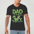 Dad Of The Three Rex Birthday Boy Dinosaur Family Matching Men's V-Neck T-Shirt Dad Of The Three Rex Birthday Boy Dinosaur Family Matching Men's V-Neck T-Shirt
