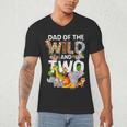 Dad Of The Wild Two Zoo 2nd Birthday Safari Jungle Animal Men's V-Neck T-Shirt