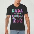 Dada Of The Birthday For Girl Dinosaur T-Rex Party Family Men's V-Neck T-Shirt