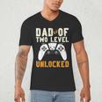 Daddy Again Leveled Up To Dad Of 2 Gamer Dad Level Unlocked Men's V-Neck T-Shirt Daddy Again Leveled Up To Dad Of 2 Gamer Dad Level Unlocked Men's V-Neck T-Shirt