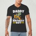 Daddy Of The Birthday Boy Dinosaur Construction Worker Truck Men's V-Neck T-Shirt