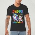 Daddy Of The Birthday Girl Dabbing Princess Unicorn Dad Men's V-Neck T-Shirt