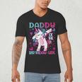 Daddy Of The Birthday Girl Dabbing Unicorn Dad Daddy Small Men's V-Neck T-Shirt