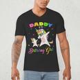 Daddy Of The Birthday Girl Dabbing Unicorn Princess And Dad Men's V-Neck T-Shirt