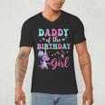 Daddy Of The Birthday For Girl Dinosaur T-Rex Party Family Men's V-Neck T-Shirt