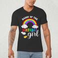 Daddy Of The Birthday Girl Rainbow B-Day Matching Family Men's V-Neck T-Shirt