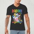 Daddy Of The Birthday Princess Girl Dabbing Unicorn Dad Men's V-Neck T-Shirt Daddy Of The Birthday Princess Girl Dabbing Unicorn Dad Men's V-Neck T-Shirt