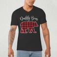 Daddy Dad Bear Pajama Red Buffalo Xmas Family Christmas Men's V-Neck T-Shirt