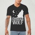 Daddy Wolf Matching Family Tribe Wolves Moon Men's V-Neck T-Shirt