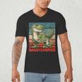 Daddysaurus Father's Day Best Dad T-Rex Papa Men's V-Neck T-Shirt