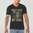Disc Golf Frisbee Best Dad Par Camo US Flag Golfer Men's V-Neck T-Shirt