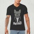 The Dogfather French Bulldog Dad Frenchie Papa T-Shirt Small Men's V-Neck T-Shirt